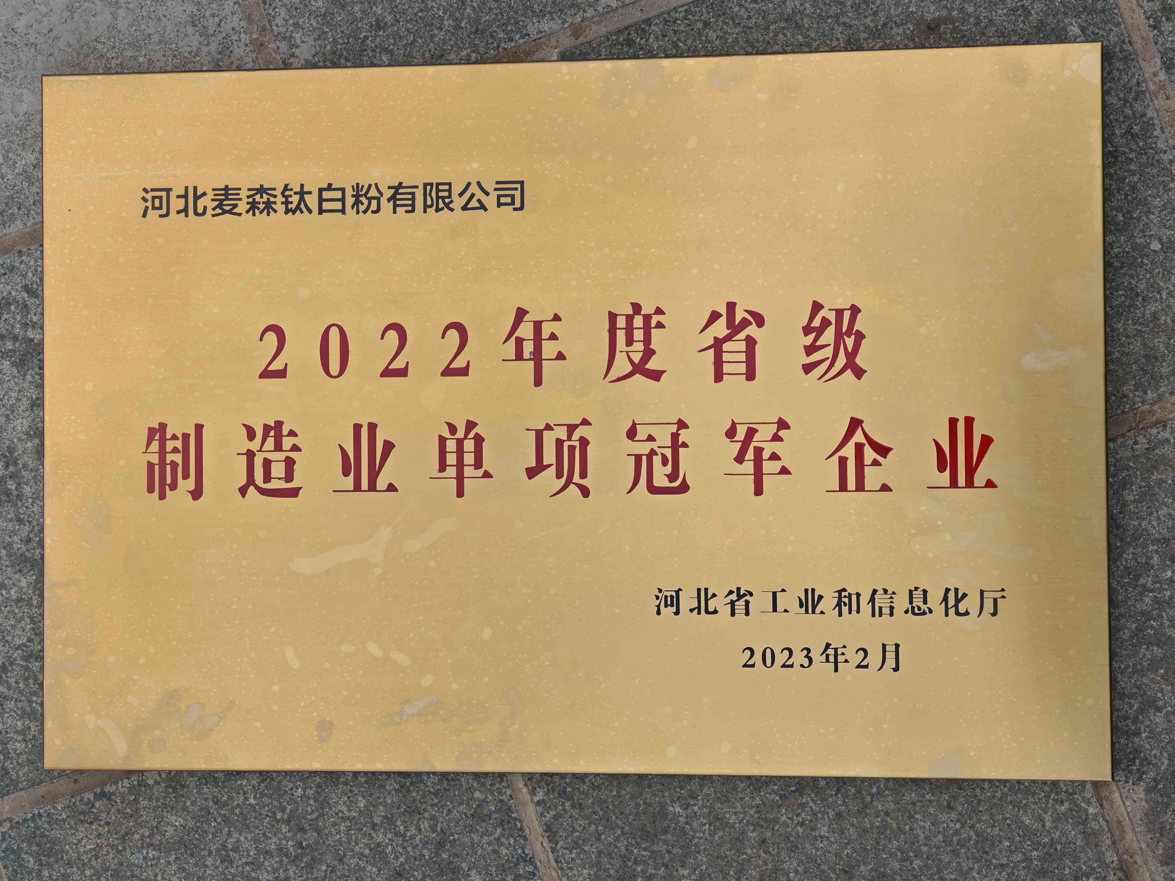 2022年度省级制造业单项冠军企业